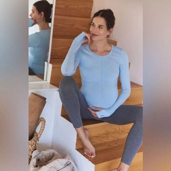 Free People Movement X Hatch Maternity Right On Run Layer Top Blue Bell Small - Picture 1 of 8